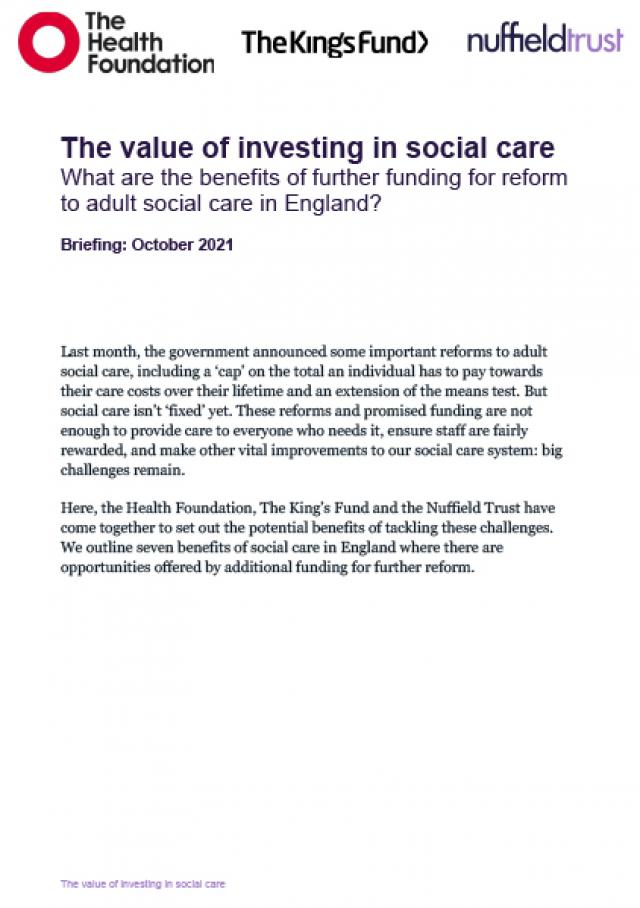 The value of investing in social care