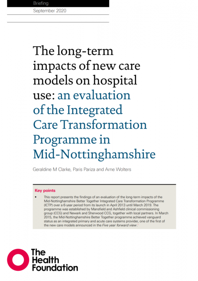 IAU report New Care Models front cover image