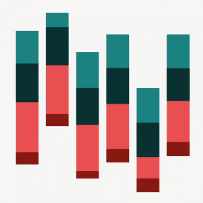 Graphic showing stacked bars in red and teal