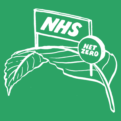 Image of NHS signs on a leaf, green background